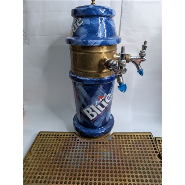 Labatt's Blue Ceramic Keg Draught Tower with Brass Mat