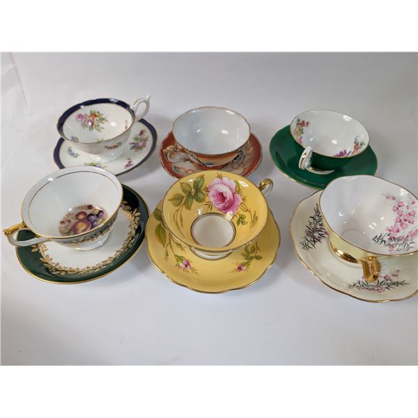 Six Tea Cups includes EB Foley and Coalport etc