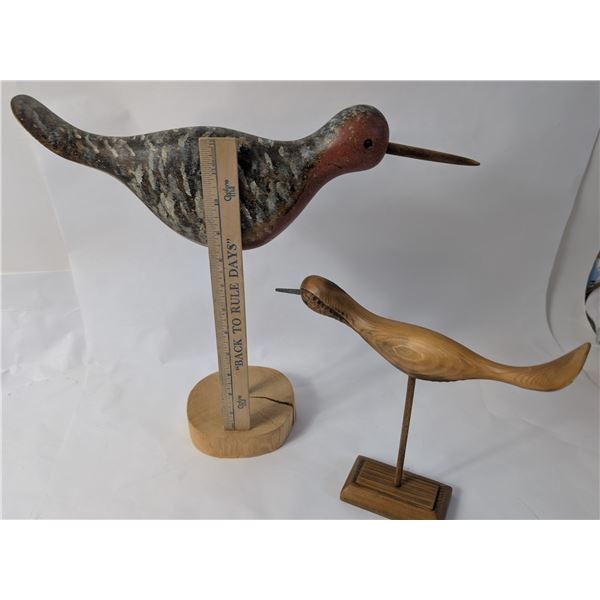 Wood Carved Signed Sea Shore Birds