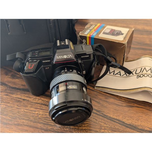 Minolta Film Camera and Case Maxxum 5000