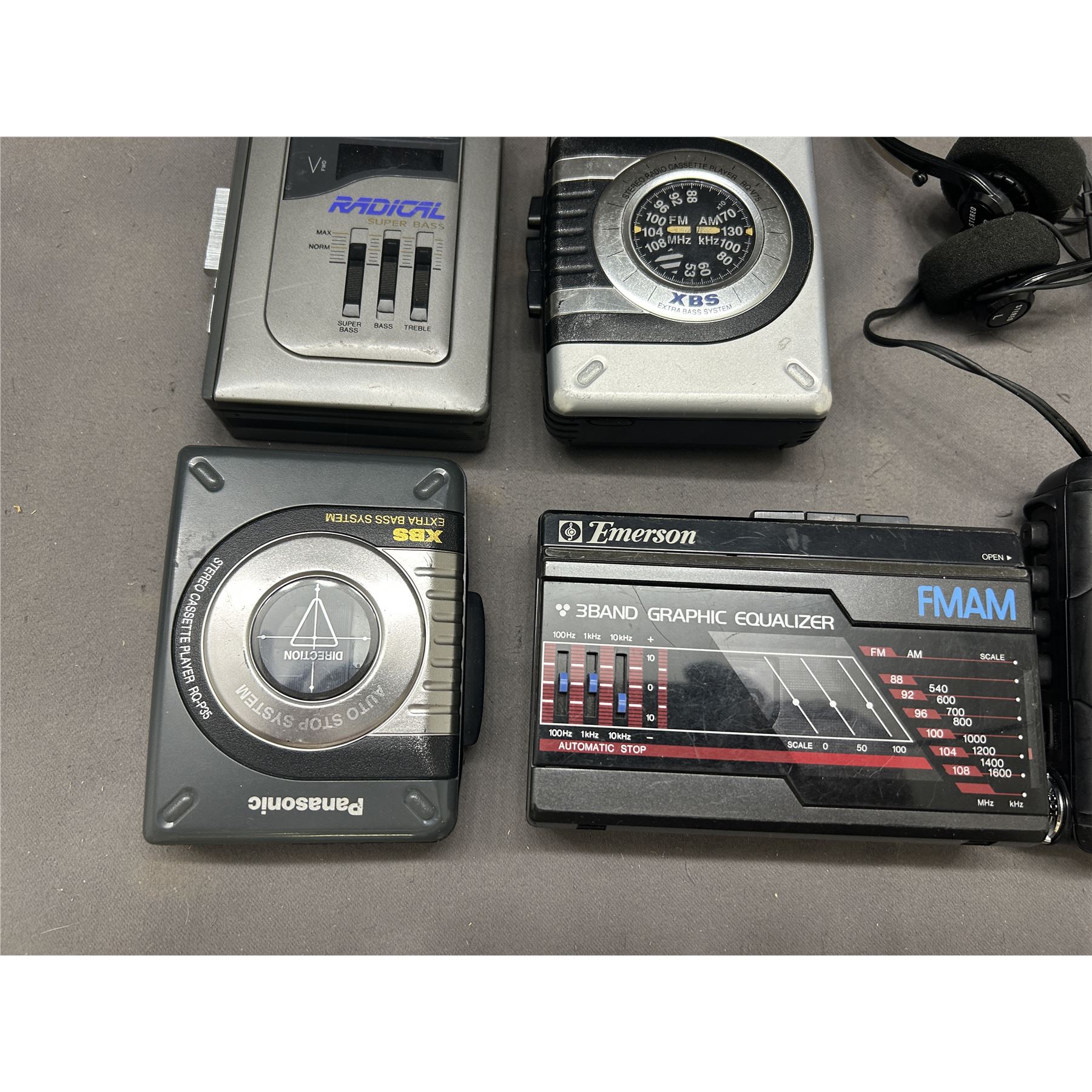 Lot of 5 Vintage Walkmans Portable Pocket Radios, Tape Players, 2 Pairs ...
