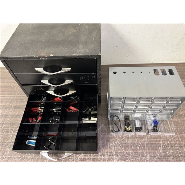 Lot of 2 Parts Containers Full of Home Electronics, Parts Pieces, Turntables, Audio, Etc