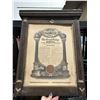 Image 1 : 1918 Masonic Grand Master Framed Certificate (frame has damage)