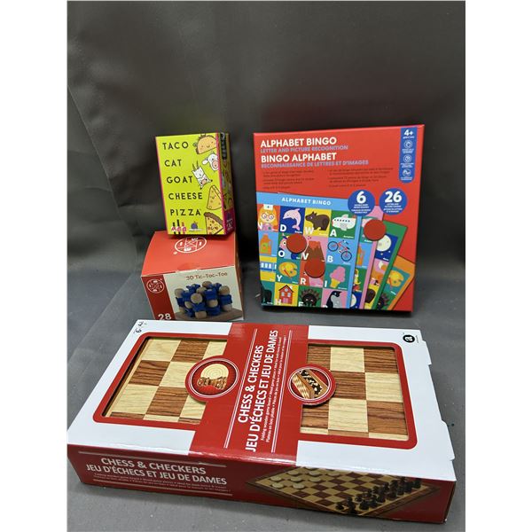 4pcs Kids Games Tic Tac Toe, Alphabet Bingo, Chess & Checkers Set, Etc NEW
