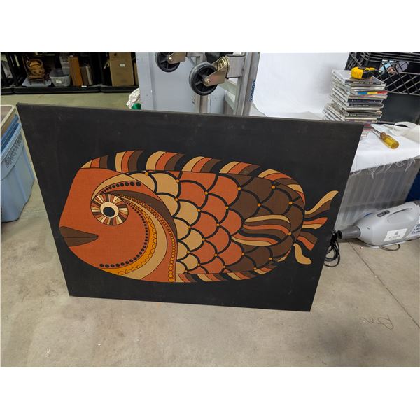 VINTAGE 1977 DOMUS CHIAKI/ANN SHIMOJI PANEL MID-CENTURY FISH FABRIC WALL ART