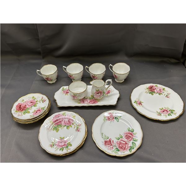 Lot of 17pcs Royal Albert "American Beauty" Cups, Saucers, Cream and Sugar, Etc