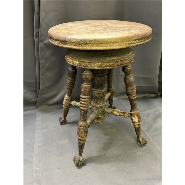 Vintage Antique Clawfoot Piano Stool with Glass Balls, Swivel