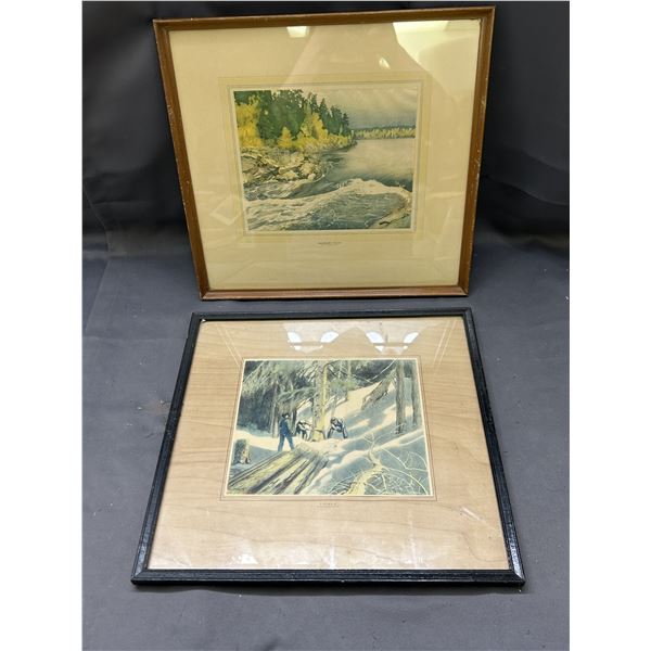 Pair of WJ Phillips Art Prints "Timber" "Boundary Falls"