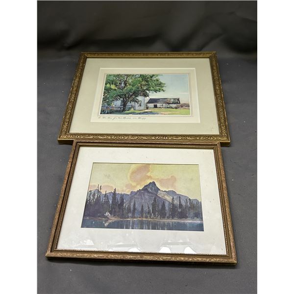 Lot of 2 WJ Phillips "A Farm Home of a New Canadian Near Winnipeg" "Mount Cathedral frm Lake O Hara"