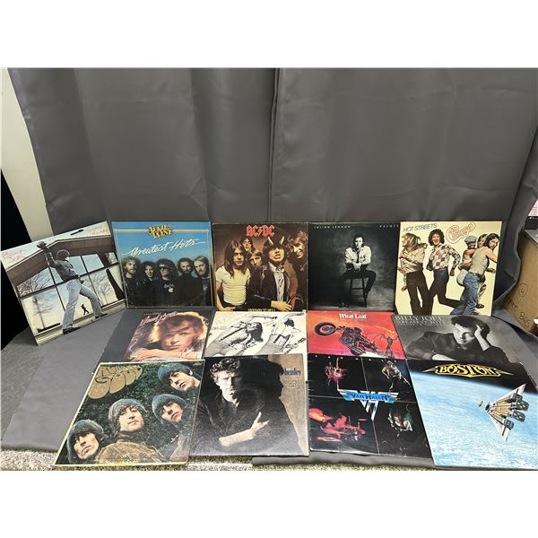 Lot of 13 Vinyl Records LPs David Bowie, ACDC, Meatloaf, Billy Joel, Van Halen, Beatles
