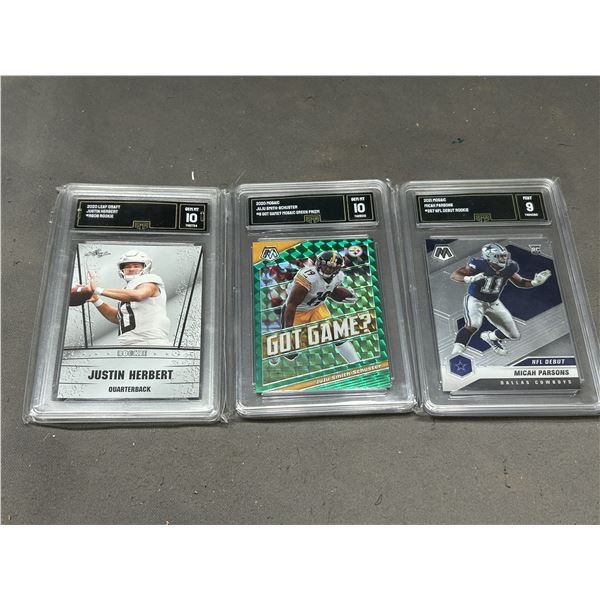 NFL Football Graded Card lot Justin Herbert Rookie Micah Parsons Rookie Juju Smith Shuster Got Game?