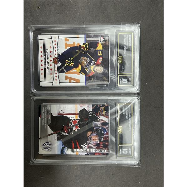 NHL Hockey Graded Card lot GMA 10 Connor Bedard Game Dated Moments #1 Rookie & Connor McDavid ..