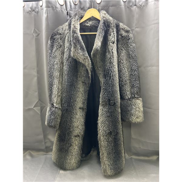 Faux Fur Grey & Black Winter Jacket Trench Coat