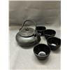 Image 1 : Black Ceramic Tea Set Pot and 4 Cups