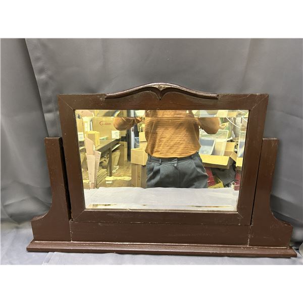Vanity Mirror Dresser Topper  31" x 18" Vintage, Wooden