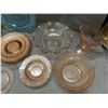 Image 3 : Large Lot of 18pcs Colored Glass Pink, Blue, Yellow & Green, some Depression, Plates & Servers