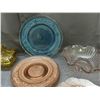 Image 4 : Large Lot of 18pcs Colored Glass Pink, Blue, Yellow & Green, some Depression, Plates & Servers