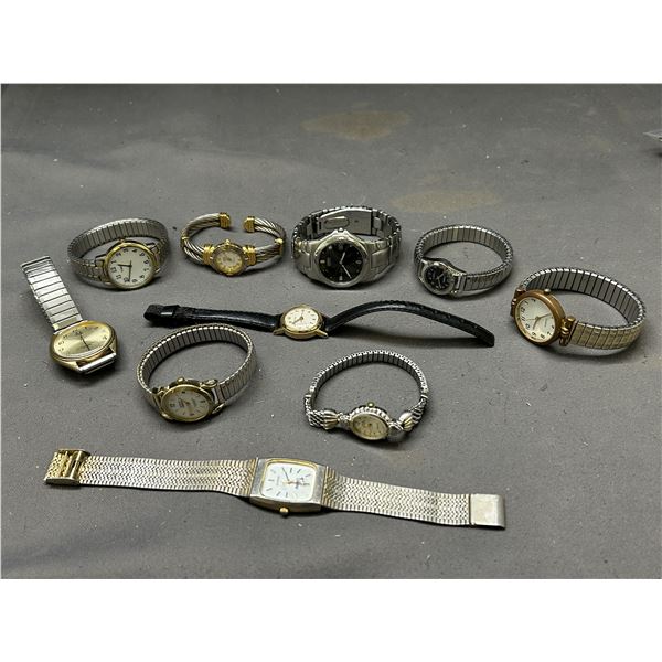 Lot of 10 Assorted Mens and Womens Quartz Wristwatches Timex, Lorus, Anne Klein, Citizen