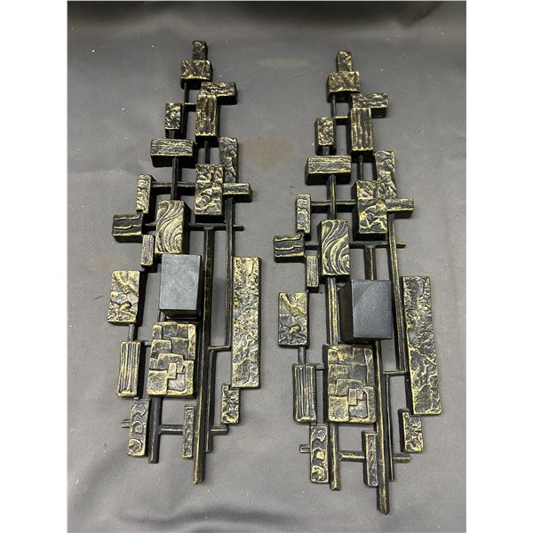 Pair of 1974 Dart Ind MCM Brutalist Wall Scones 20"