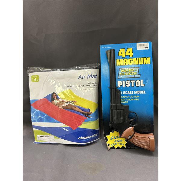 Lot of 2 New Old Stock Air Mat Cleanwater Pool Floatie and 44 Magnum Pistol Water Gun