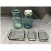 Image 1 : Denmark Glass Server Inserts and Vintage Antique Mason Jars