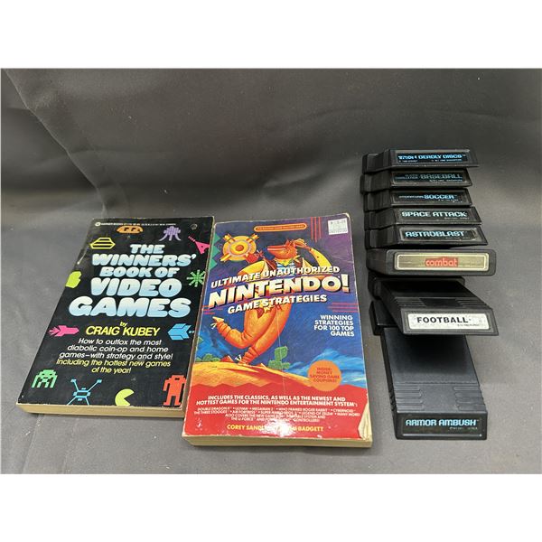 Lot of 2 Video Game Strategy Guides and 8 Atari Games