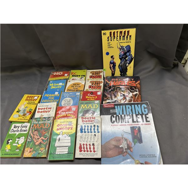 Lot of Misc Novelty Pocket Books MAD, Ripleys, Peanuts, Beetle Bailey, DC Trade Paperback, Comics