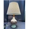Image 1 : Vintage MCM Ceramic Carved Pottery Base Table Lamp 26" works
