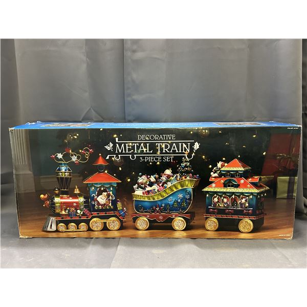 Decorative Metal Train 3 Piece Set Christmas Holiday Decor