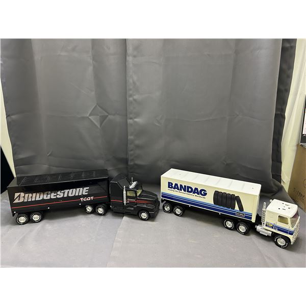 Lot of 2 Semi Truck Trailers Collectible Cars BANDAG and Bridgestone