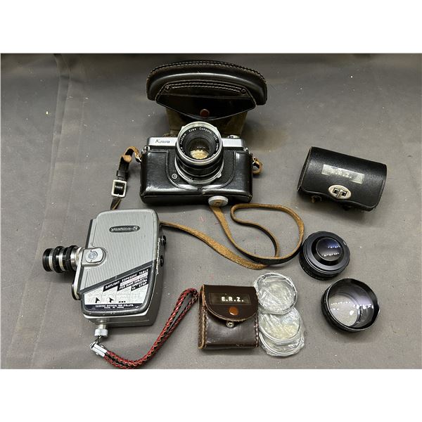 Lot of Vintage Camera Items Yashica-8 Movie Recorder, Kowa SE Camers, Lenses, Filters