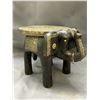 Image 1 : Wood Caved Elephant with Metal Inlay, Plant Stand 7" x 7"