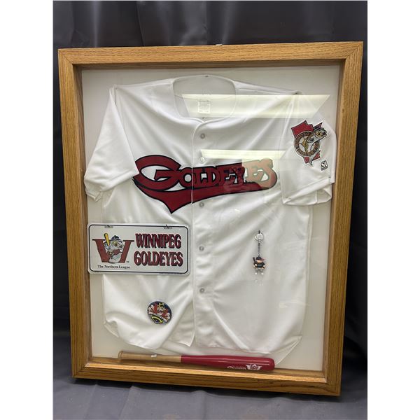 Framed Winnipeg Goldeyes Baseball Jersey & Memorabilia