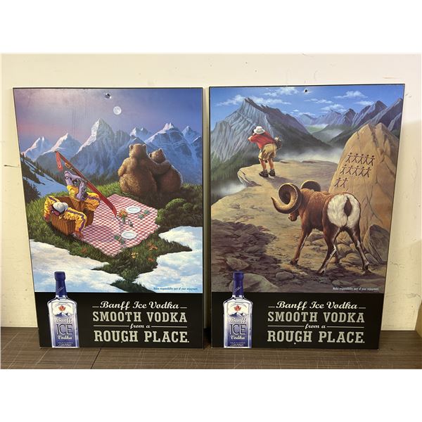 Pair of Woodboard Smooth Vodka Advertisements 2ft x 3ft