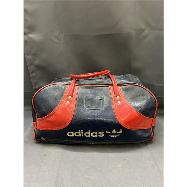 Vintage Adidas Duffel Bag Dark Blue with Red Accents