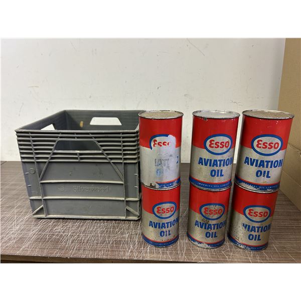 Lot of 6 Vintage ESSO Aviation Oil Cans (sealed w product)