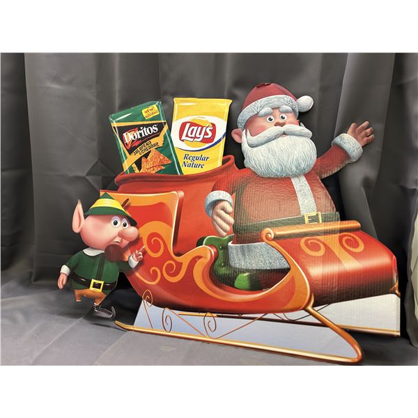 Cardboard Cutout Store Display Holiday Santa Lay's Chips Frito-Lay