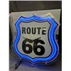 Image 1 : Light Up LED Neon-Style Route 66 Wall Clock Sign Man Cave Decor *works