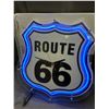 Image 2 : Light Up LED Neon-Style Route 66 Wall Clock Sign Man Cave Decor *works