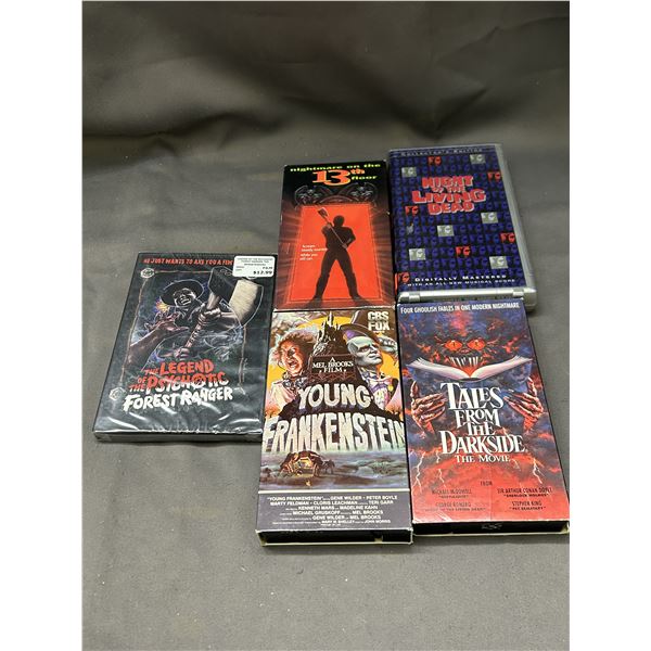 Lot of 5 Horror VHS Tapes Young Frankenstein, Tales from the Darkside, Night of the Living Dead, etc