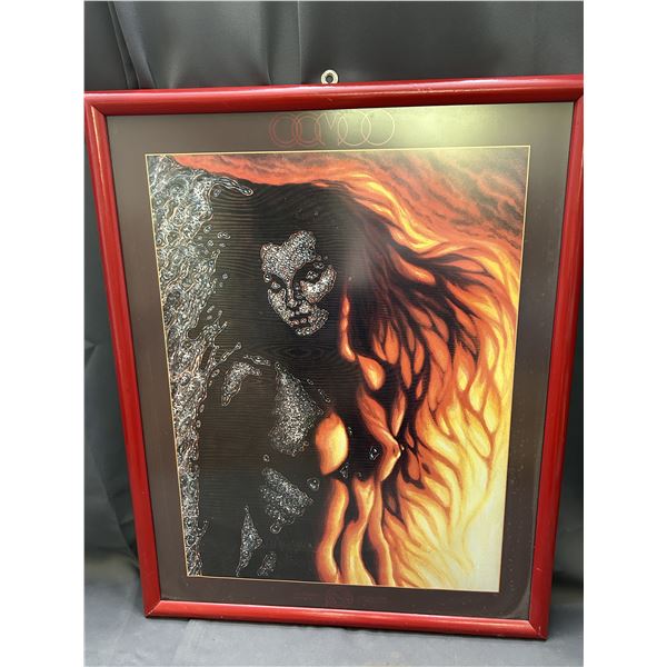 Framed "Fire Woman" Watercolor Pon Art Corp  Print 23" x 29"