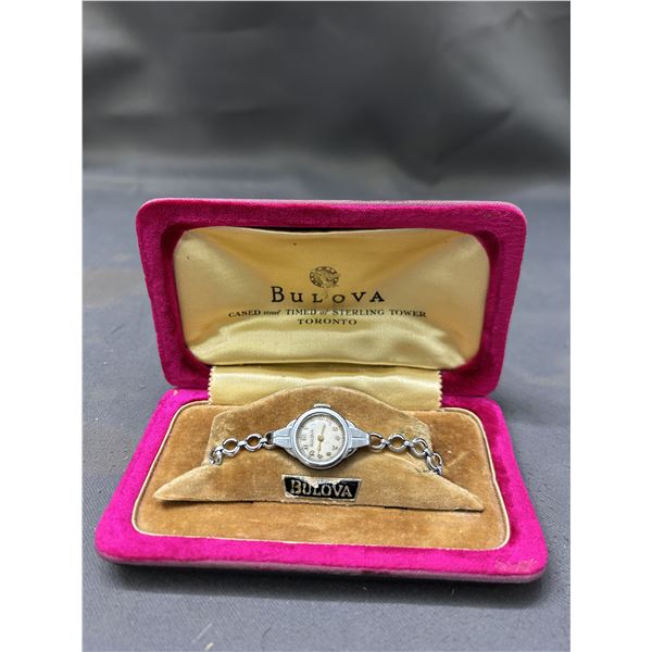 Vintage Antique Bulova Women's Mechanical Wristwatch w Box *appears working*