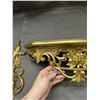 Image 3 : Vintage MCM Shelf and Sconces Ornate Gold Tone Wall Set Dart Syroco