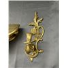 Image 6 : Vintage MCM Shelf and Sconces Ornate Gold Tone Wall Set Dart Syroco