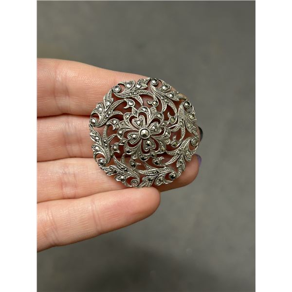 Vintage Sterling Silver & Marcasite Made in Germany Brooch