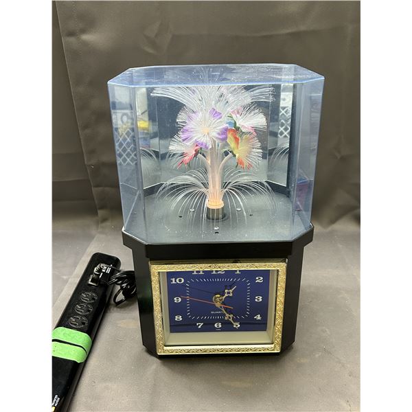 Vintage Light-Up Spinning Fibre Optic Flower Clock *works