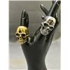 Image 2 : Lot of 2 Gold Tone and Silver Tone Skull Rings