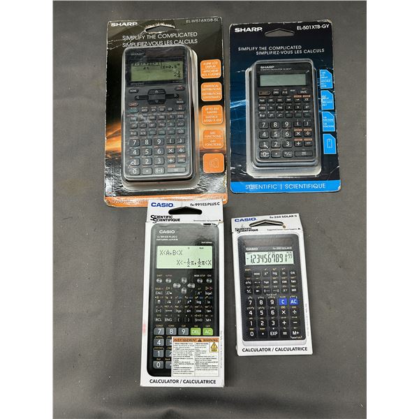 Lot of 4 Scientific Calculators Sharp, Casio