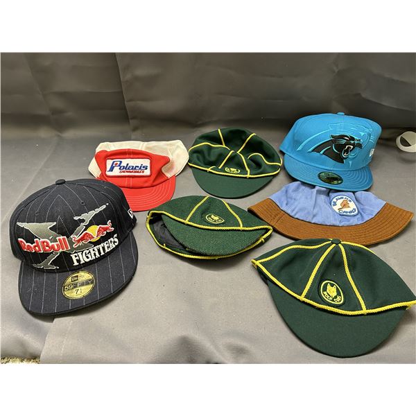 Lot of 7 Baseball Caps Hats Wolf Cubs, Beavers, Advertising