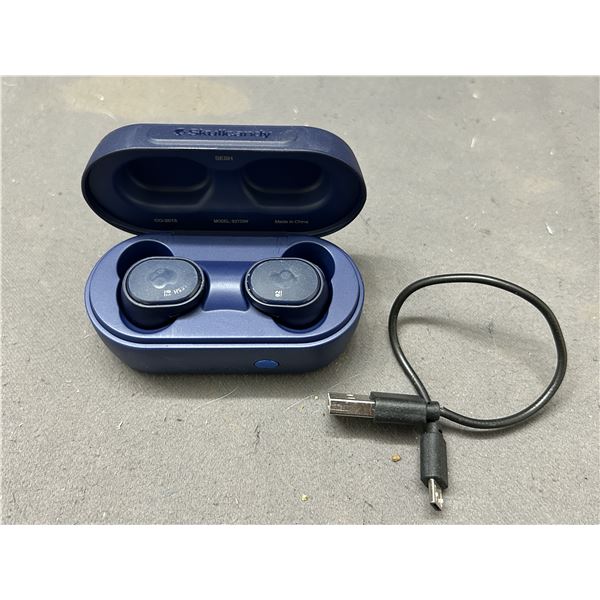 Skullcandy Wireless Earbuds w Charger and Case, Dark Blue